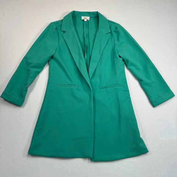 Have Oversized Blazer Open Front Dress Jacket Womens Size Large Teal Pockets - Picture 1 of 11